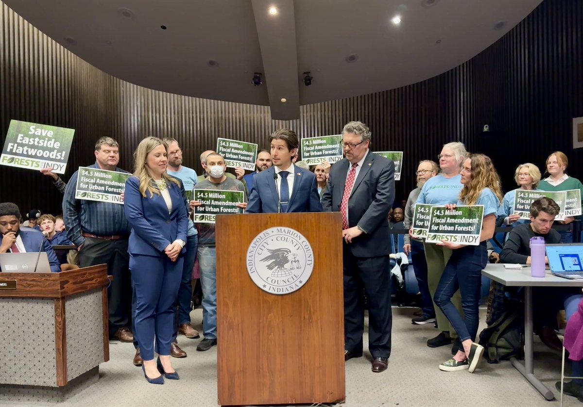 IndyCouncil's tweet photo. Council adopts Proposal No. 66, a Special Resolution recognizing Jeff Stant for his lifelong dedication to protecting Indiana’s forests and improving the quality of life for Hoosiers. https://t.co/jY3cyXImMQ