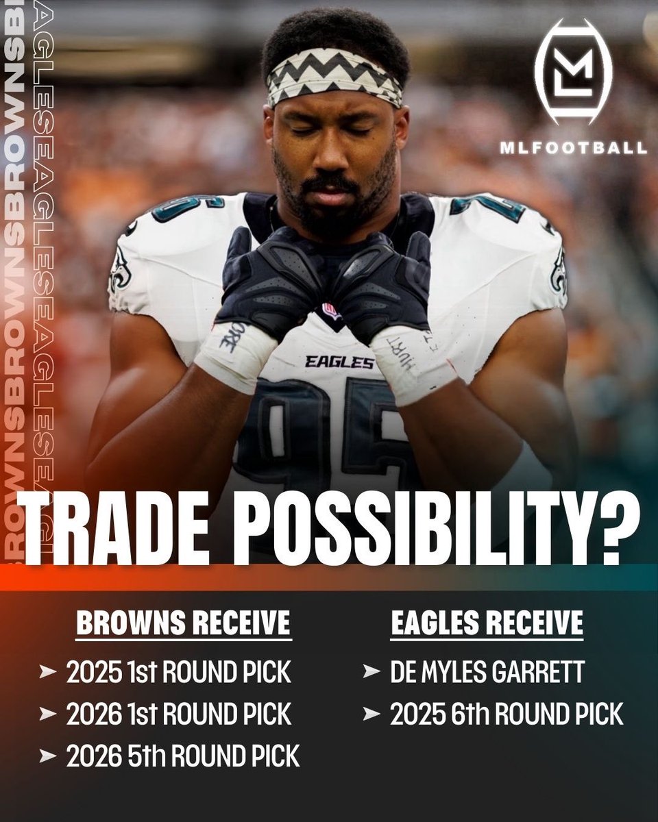 MLFootball's tweet photo. WHO SAYS NO…?

Howie Roseman and the #Eagles trade for Myles Garrett, setting Philly up for another Super Bowl run next season. https://t.co/dard9WPDWF