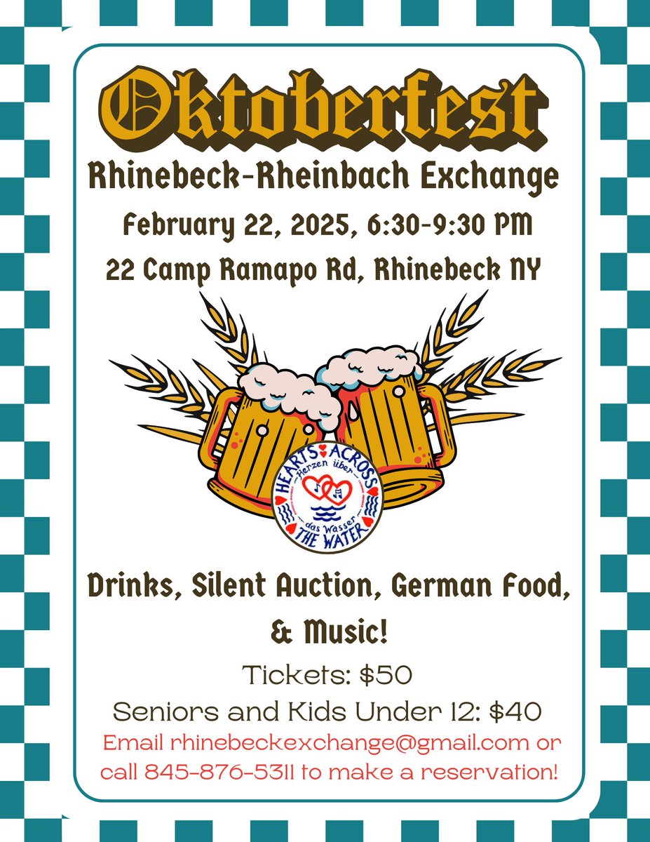 RRXchange's tweet photo. Please join us on February 22 for Oktoberfest in February!  Proceeds will be used to host our German Friends in 2028 for our 50th Anniversary. https://t.co/CDxsxCz8rq