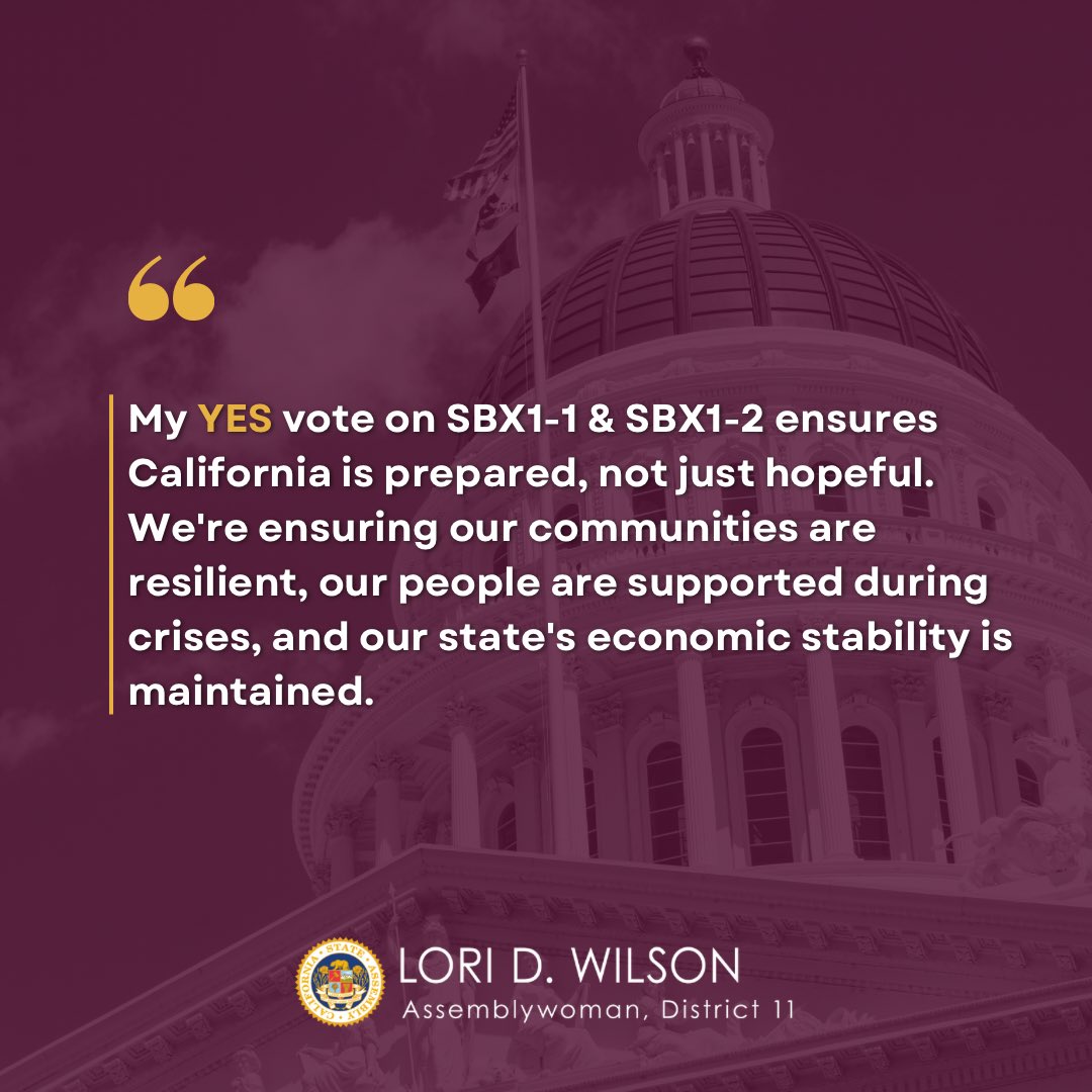 AsmLoriDWilson's tweet photo. I voted yes on SBX1-1 & SBX1-2 ⤵️ #CALeg #AD11 https://t.co/RCK459XOdt
