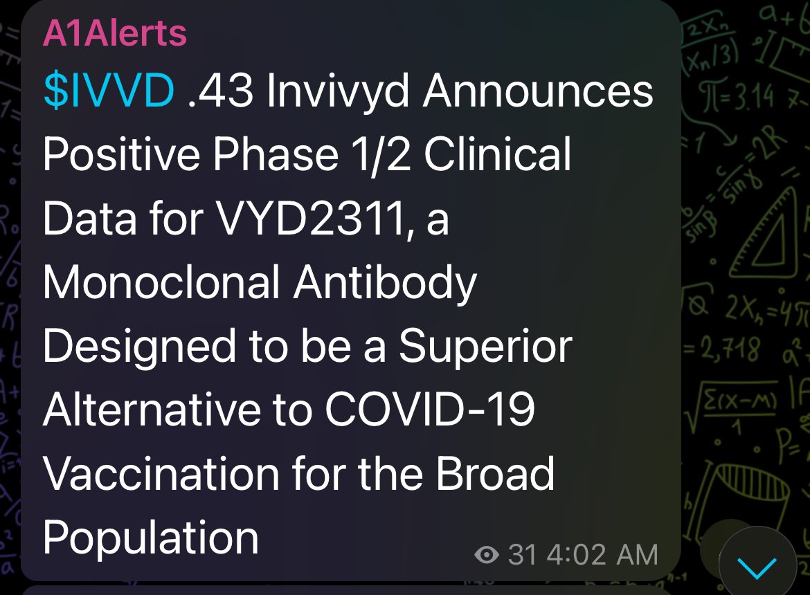$IVVD .43 -> 1.13 🔥

Daily Alerts -> im.page/e6e6d425