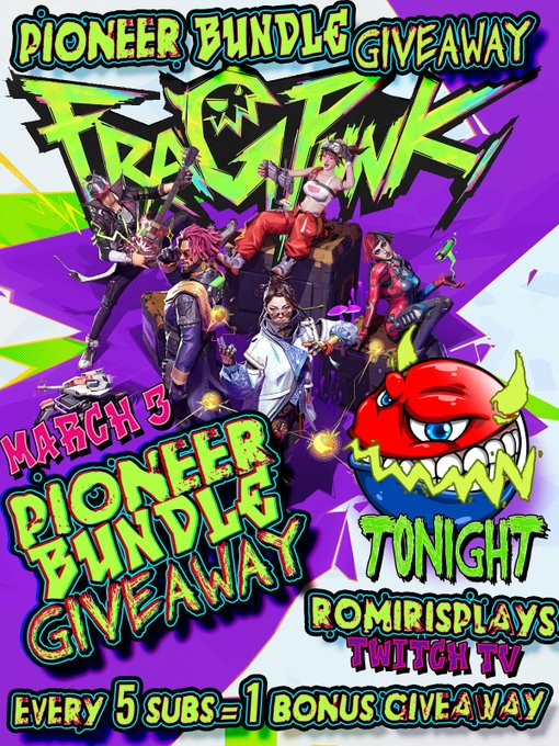 _Romiris_'s tweet photo. Come get entered into the RomirisPlays Fragpunk giveaway.... tonight is another chance to enter!! https://t.co/cGWAGBe5Kt https://t.co/lHACcGDScf