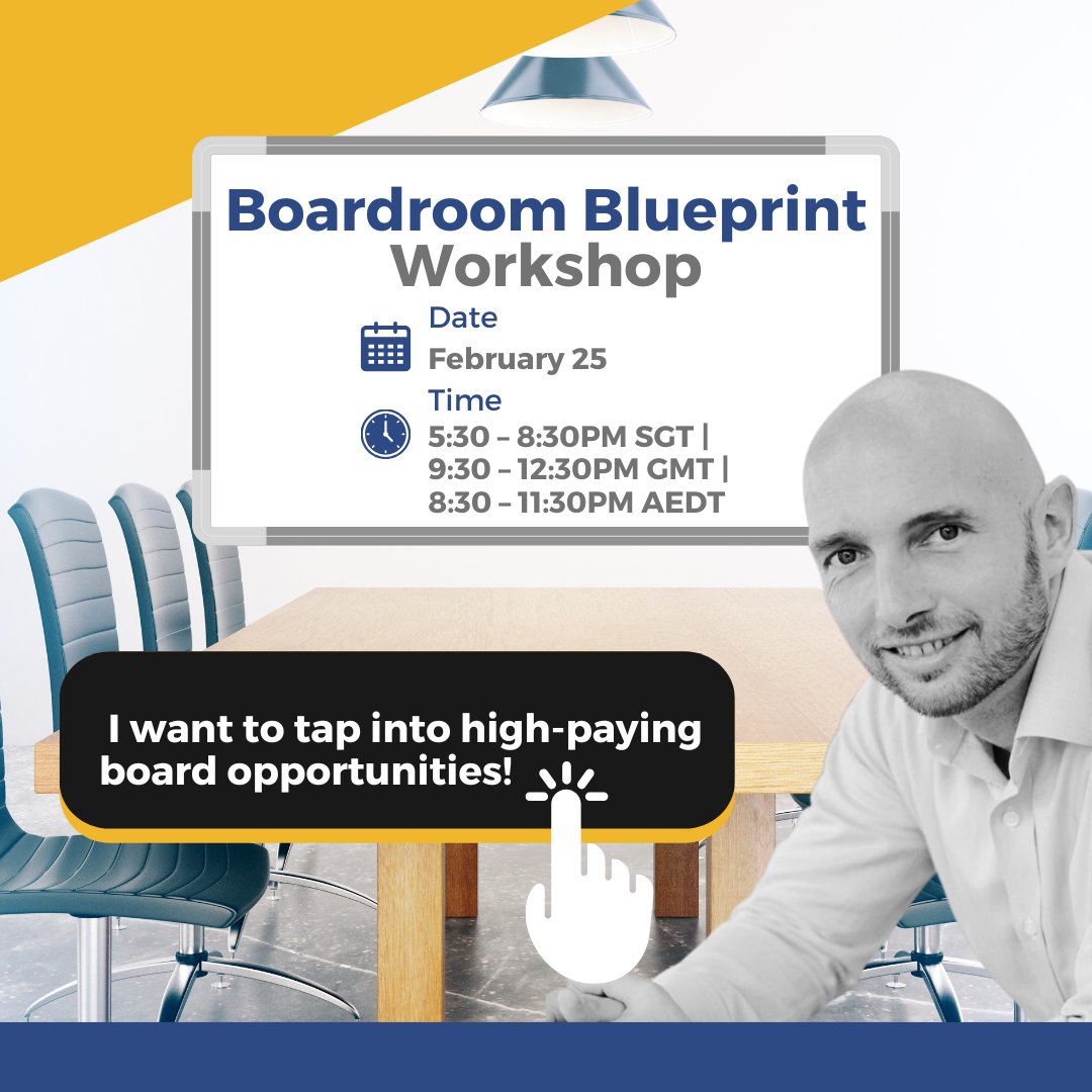 The Boardroom Blueprint Workshop is just around the corner, happening on 25th February 2025! 🌟 If you’re looking to elevate your career, expand your influence, and unlock new income streams, this is the event for you!

Join Callum Laing, Founder of the Veblen Director Programme,