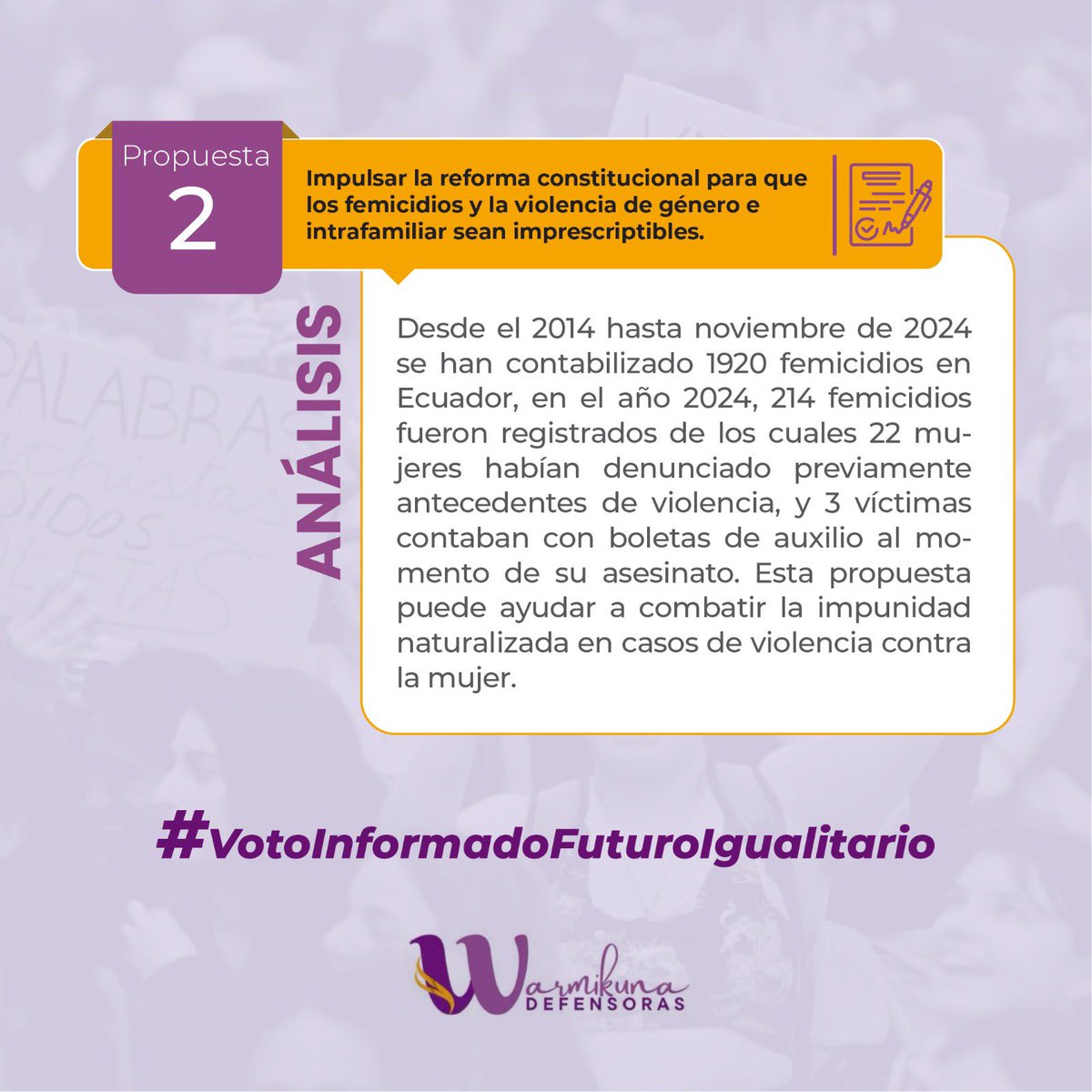 WarmiDef's tweet photo. #elecciones2025 Hoy en #VotoinformadoFuturoIgualitario continuamos con el análisis de las #Lista2 y #Lista8 ⬆️⬆️
Te invitamos a revisar la información analizada de sus propuestas en derechos de mujeres 🤓📚🗳️⬆️
Diseño: @mary_lis_d https://t.co/ocPkzEh4cd