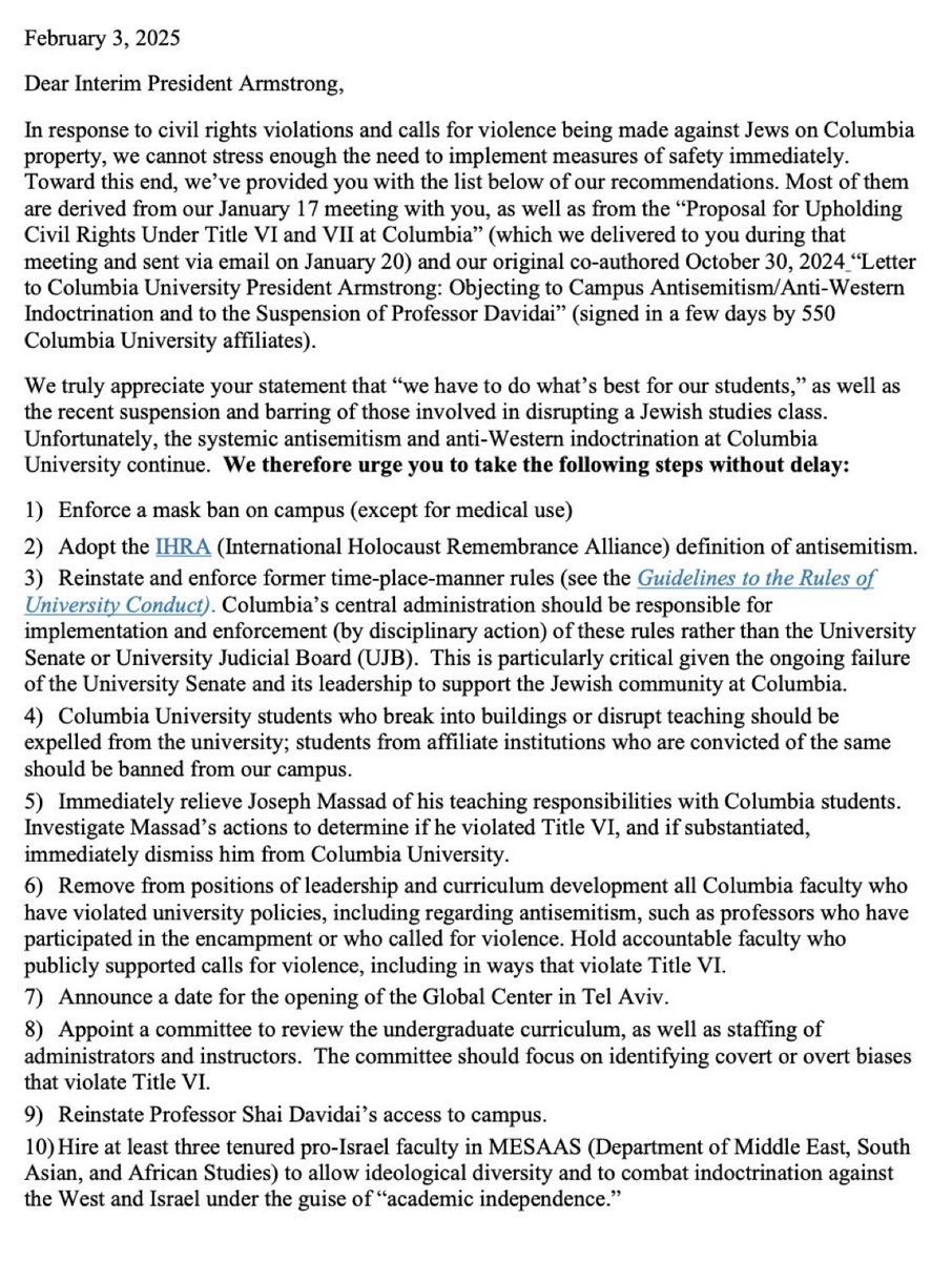 BREAKING: Nearly 200 Columbia faculty sign letter urging university president to take steps to protect Jewish students.