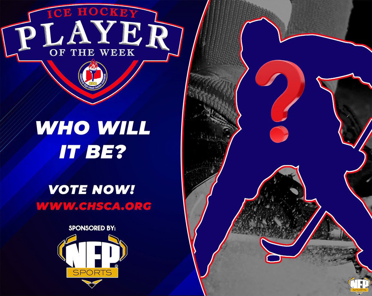 CHSCA (@cthsca) on Twitter photo The <a href="/CTHSCA/">CHSCA</a> Ice Hockey Player of the Week poll for Week 7 is now live! Vote now at chsca.org. Voting closes Thu. 2/6 at 8 PM. <a href="/NFP_CTEast/">NFP Sports - CT East</a> <a href="/CTHSHockeyPod/">CTHSHockey Podcast</a> #cthk #chscapow The <a href="/CTHSCA/">CHSCA</a> Ice Hockey Player of the Week poll for Week 7 is now live! Vote now at chsca.org. Voting closes Thu. 2/6 at 8 PM. <a href="/NFP_CTEast/">NFP Sports - CT East</a> <a href="/CTHSHockeyPod/">CTHSHockey Podcast</a> #cthk #chscapow