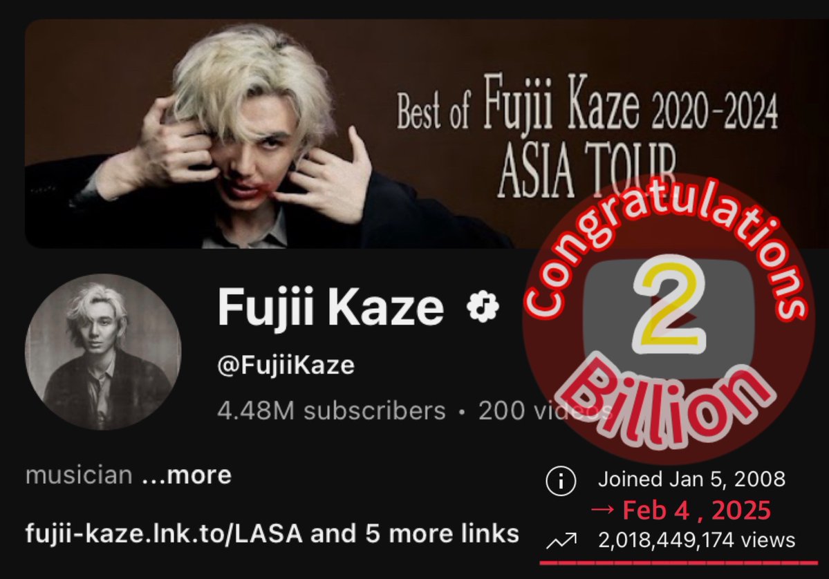 tacaco_'s tweet photo. ＼\\ FujiiKazeYouTube //／
   ㊗️総視聴20億回突破㊗️
🎊おめでとうございます🎊

🫧切り拓いていく世界が
　　光り輝く未来に
　繋がることを信じています🫧
特別な日々をありがとう❤︎

▶️https://t.co/qk5DhOFs9D
#藤井風YouTubeChannel20億回突破
@YouTubeJapan @youtubemusic 
@fujiikazestaff https://t.co/MhqnMSxFMJ