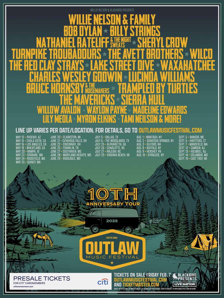Tami Neilson (@tamineilson) on Twitter photo Join us at the Outlaw Music Festival ’25, 10th Anniversary Tour June 25-29, July 5-6 with @willienelson <a href="/bobdylan/">Bob Dylan</a> <a href="/NRateliff/">Nathaniel Rateliff</a> <a href="/theavettbros/">The Avett Brothers</a> <a href="/tbtduluth/">Trampled by Turtles</a> <a href="/MavericksMusic/">The Mavericks</a> Presale starts 2/5http://outlawmusicfestival.com/presale @outlawmusicfestival @blackbirdprod #outlawmusicfestival Join us at the Outlaw Music Festival ’25, 10th Anniversary Tour June 25-29, July 5-6 with @willienelson <a href="/bobdylan/">Bob Dylan</a> <a href="/NRateliff/">Nathaniel Rateliff</a> <a href="/theavettbros/">The Avett Brothers</a> <a href="/tbtduluth/">Trampled by Turtles</a> <a href="/MavericksMusic/">The Mavericks</a> Presale starts 2/5http://outlawmusicfestival.com/presale @outlawmusicfestival @blackbirdprod #outlawmusicfestival