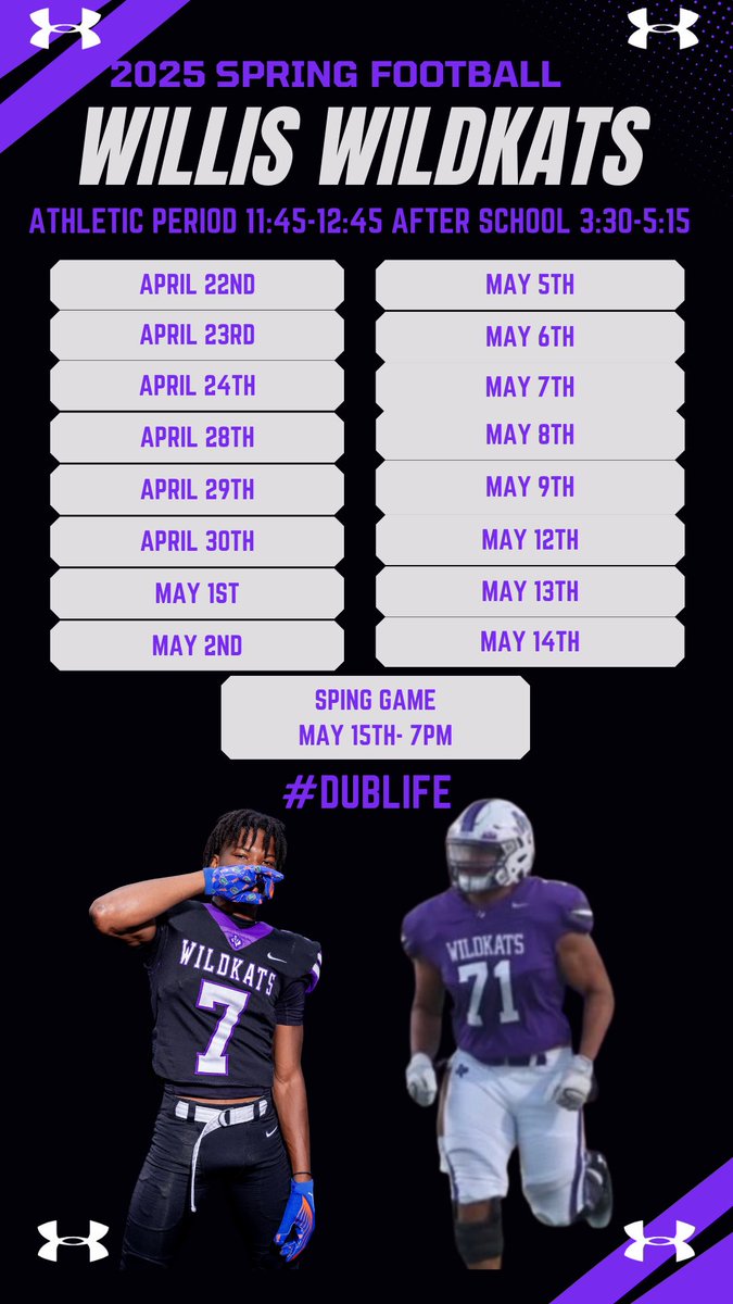 Trent Miller (@coachtmiller18) on Twitter photo 2025 Spring Ball Calendar HOT off the press🔥🔥🔥 #DUBLIFE
<a href="/Coach__fitz/">Brian Fitzgerald</a> <a href="/DarrylDJSimon/">Coach simon</a> <a href="/Willis_HS_TX/">Willis High School</a> <a href="/WillisSchools/">Willis ISD</a> 2025 Spring Ball Calendar HOT off the press🔥🔥🔥 #DUBLIFE
<a href="/Coach__fitz/">Brian Fitzgerald</a> <a href="/DarrylDJSimon/">Coach simon</a> <a href="/Willis_HS_TX/">Willis High School</a> <a href="/WillisSchools/">Willis ISD</a>