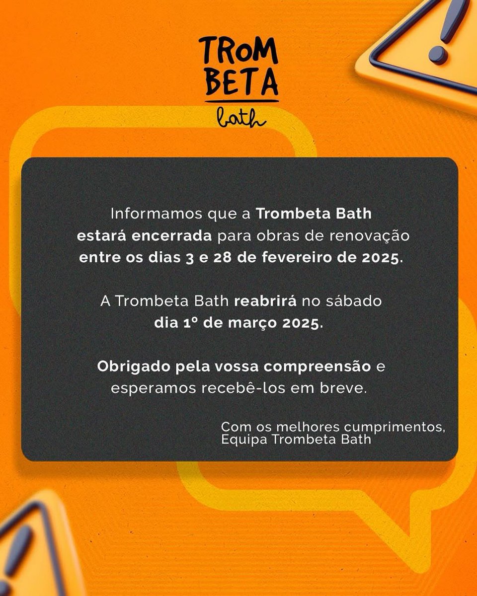 Informação importante: Trombeta Bath encerrada para obras temporariamente.
Outras sugestões em lisbongaycircuit.com 🏳️‍🌈🏳️‍⚧️