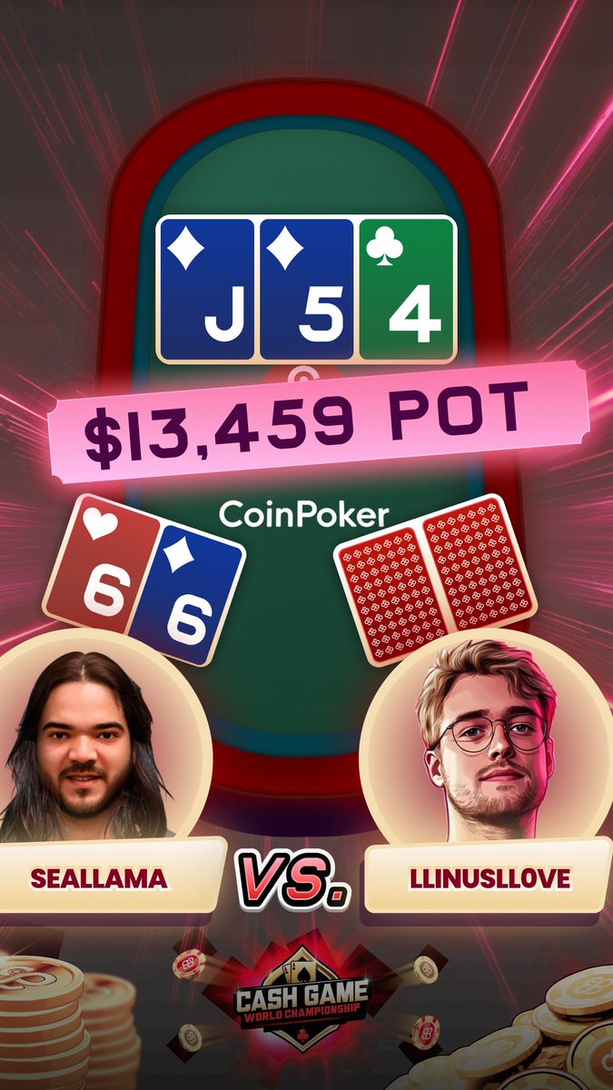 $13k POT! 🔥 

LLINUSLLOVE VS. SEALLAMA during the Cash Game World Championship!

We had so many insane pots during the series; follow us for more! https://t.co/f2wZBK89Lh