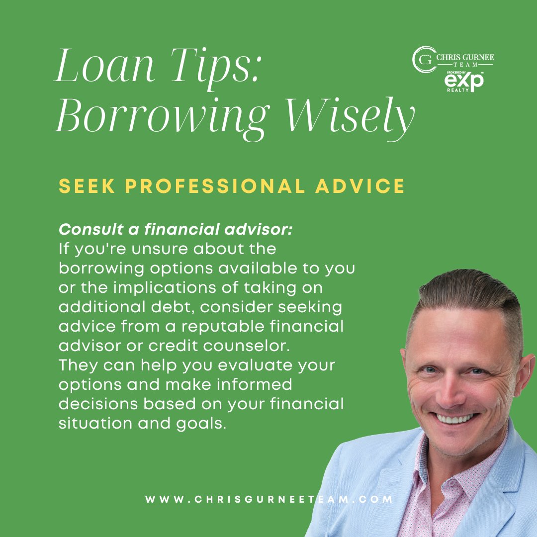 chrisgurnee112's tweet photo. 💡Seek Professional Advice
If you're unsure about borrowing options or the impact of taking on debt, a financial advisor or credit counselor can guide you. Make informed decisions that align with your financial goals. #ChrisGurneeTeam #eXpRealty #BorrowingWisely #FinancialAdvice https://t.co/IoIBhJyDkg