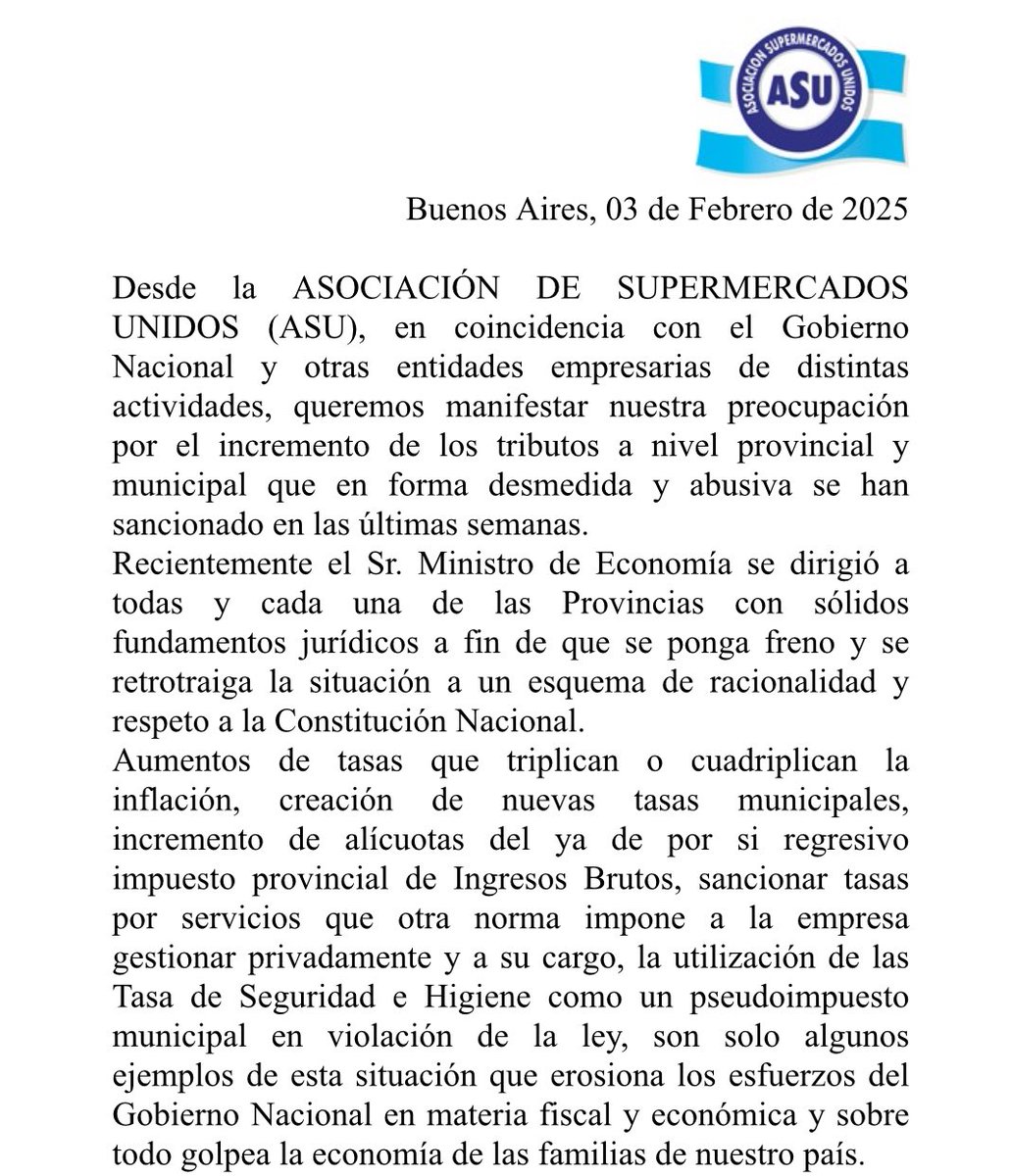dievalen's tweet photo. Explícito rechazo de la asociación de supermercados de la voracidad fiscal que demuestran algunas provincias y municipios! https://t.co/qjqdoP8NFx https://t.co/pkNOGef4EE