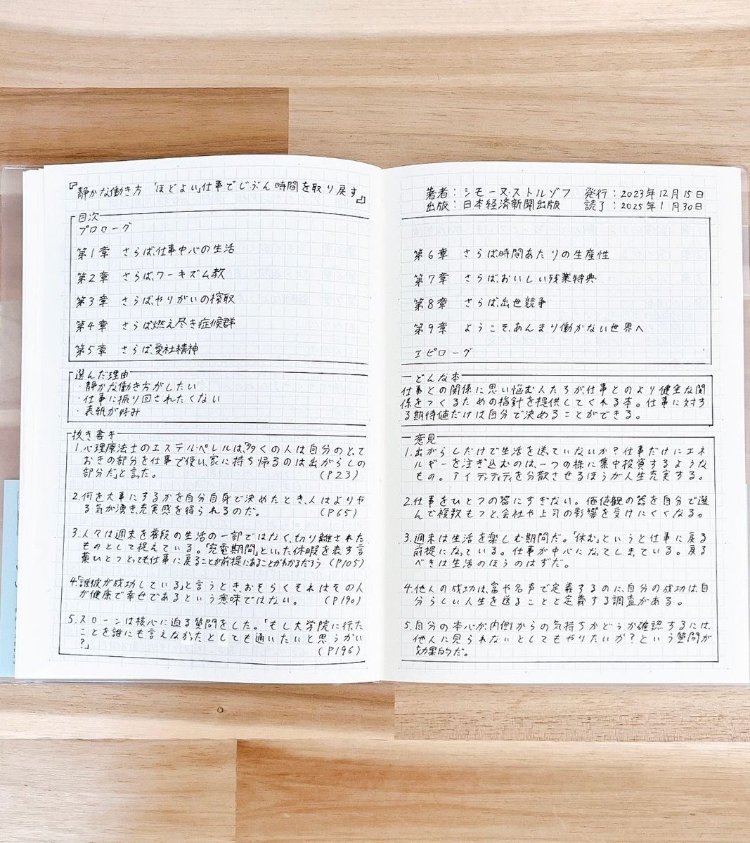 「多くの人は自分のとっておきの部分を仕事で使い、家に持ち帰るのは出がらしの部分だ」この言葉にハッとしました。
『静かな働き方 「ほどよい」仕事でじぶん時間を取り戻す』を読書ノートにまとめました。