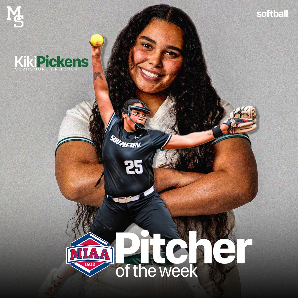 Congratulations to MIAA Pitcher of the Week, sophomore Kiki Pickens! 🦁🥎