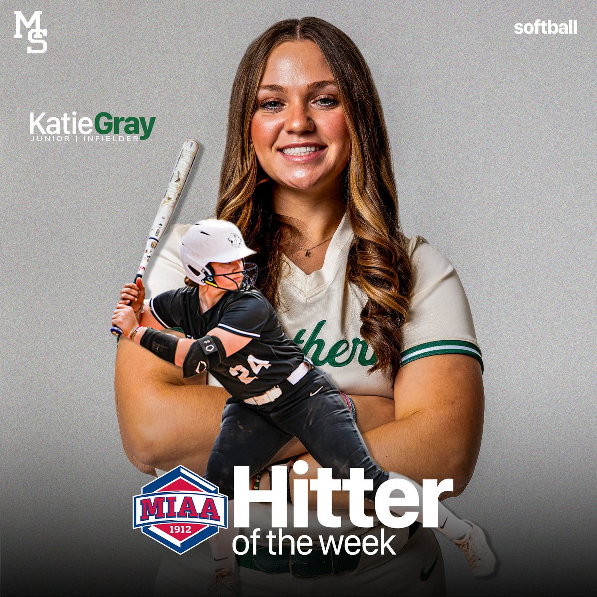 Congratulations to MIAA Hitter of the Week, junior Katie Gray! 🦁🥎