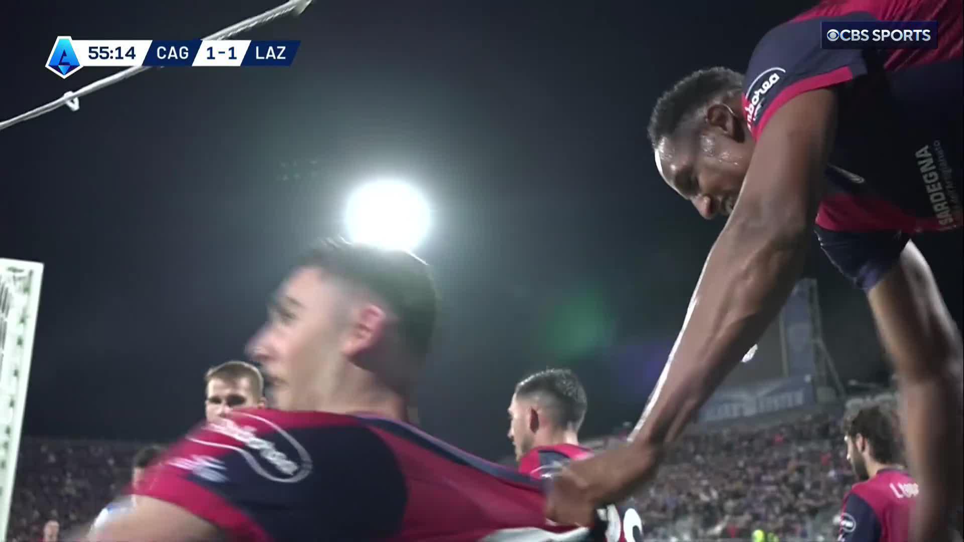 THUNDERING header from Roberto Piccoli to get Cagliari level with Lazio 😤