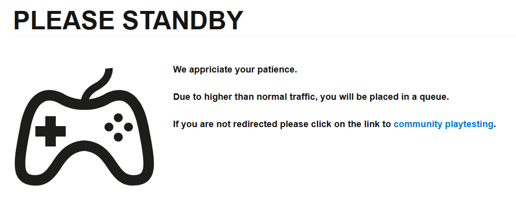 Literally sit through the queue all day for #battlefieldlabs to get a questionnaire that is slow af only to get this page.  It's going well...