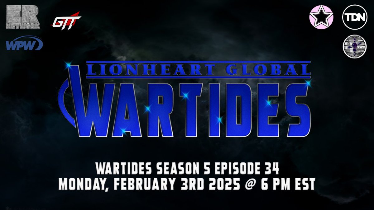 WarTides S5E34 Live @ 6 PM EST Tonight! 

🏅Derick v Grant - Heritage Eliminator
🔵Nikita v Alexa
🔵Silva v FD3
🔵Naz v Allie
🔵Miles v CG
🔵Skaar v Rose
🏅Amara/Tsukiko v AOTV - Women’s Tag Contendership
⭐️Blacksyn v Kiss - MAIN EVENT

+More!

🎥: twitch.tv/lgfnetwork