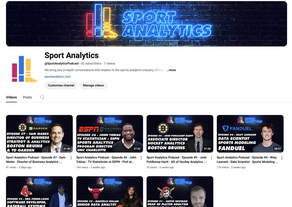 Please subscribe and help the Sport Analytics Podcast get to 100 YouTube subscribers by the end of the week! We already have 7 awesome podcast episodes if you haven't had the chance to see them yet. We aim for one new episode a week and we have some very exciting guests coming up