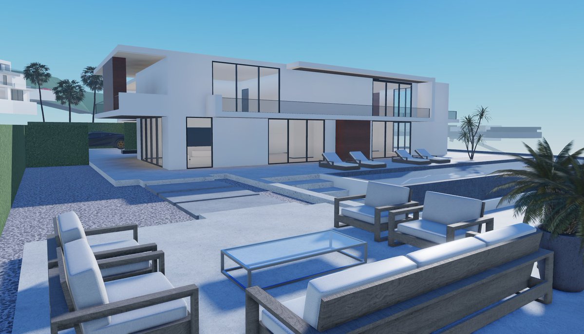SoCalArchDev's tweet photo. What do you think of this mansion I've been working on?  not finished btw #ROBLOX #RobloxDev #robloxstudio https://t.co/wP2uZIpXe3