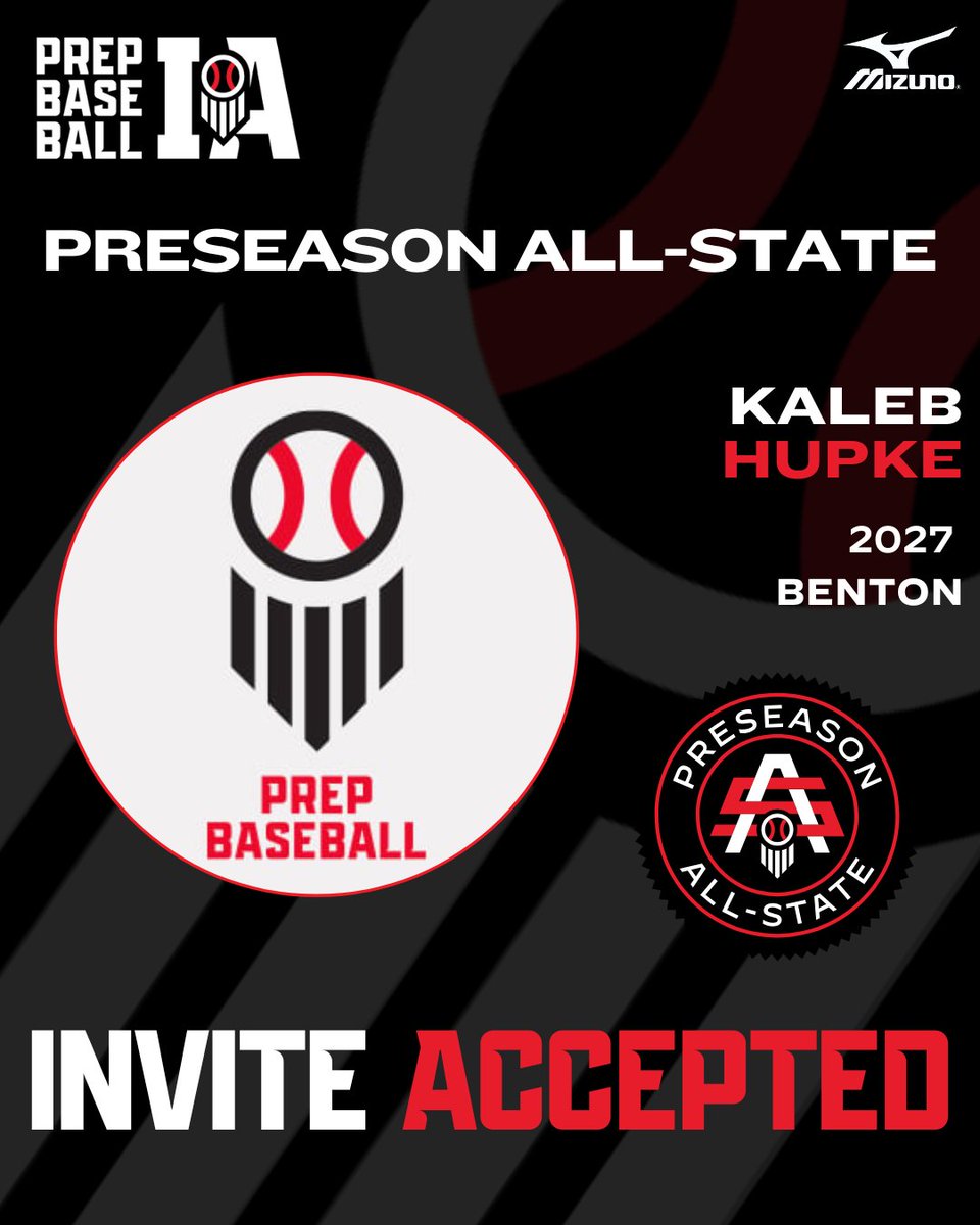PrepBaseballIA's tweet photo. 𝟐𝟎𝟐𝟓 𝐏𝐑𝐄𝐒𝐄𝐀𝐒𝐎𝐍 𝐀𝐋𝐋-𝐒𝐓𝐀𝐓𝐄
𝘐𝘯𝘷𝘪𝘵𝘦𝘥 𝘈𝘤𝘤𝘦𝘱𝘵𝘦𝘥 ✅

Kaleb Hupke | @KalebHupke
⚾ OF/RHP
🎓 2027
📚 Benton
👤 https://t.co/tZbAx1R7cn https://t.co/7LWfatwyxQ