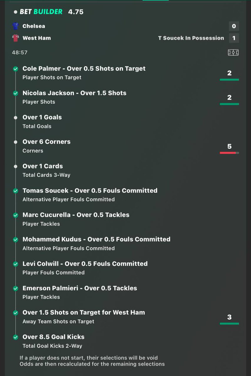 MY CASH OUT £3,450.57 💷 TO WIN £4,400.00😍
We only need few corners and cards bet builder land this  Bet builder 🤙

If this lands, I’ll give £2,000 to 2 lucky people who ♥️likes, retweet and comment on this tweet

CASH OR STICK