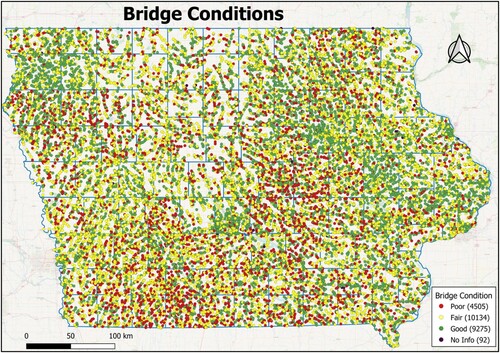 How Floods Disrupt Iowa’s Bridges &amp; Roads 🚧

Our latest research examines how 50-, 100-, and 500-year floods impact bridges and transportation networks across Iowa.

🔗 Read more: doi.org/10.1080/157151…

#FloodRisk #Infrastructure #Transportation #BridgeSafety #UIHILab