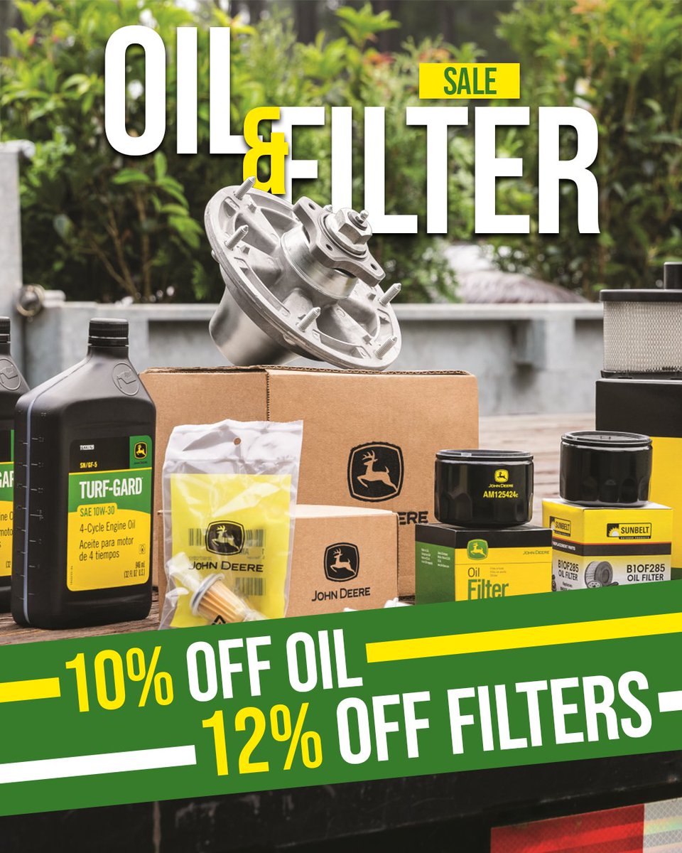 Fulline_Farm's tweet image. Stock Up &amp;amp; Save! 

Our Annual Oil &amp;amp; Filter Sale is here! 🛢️✨ Get 10% OFF oil and 12% OFF filters to keep your equipment running smoothly all season long.

Don't miss out—contact us today!

#OilAndFilterSale #KeepItRunning #JohnDeere #FullineFarm #EquipmentMaintenance