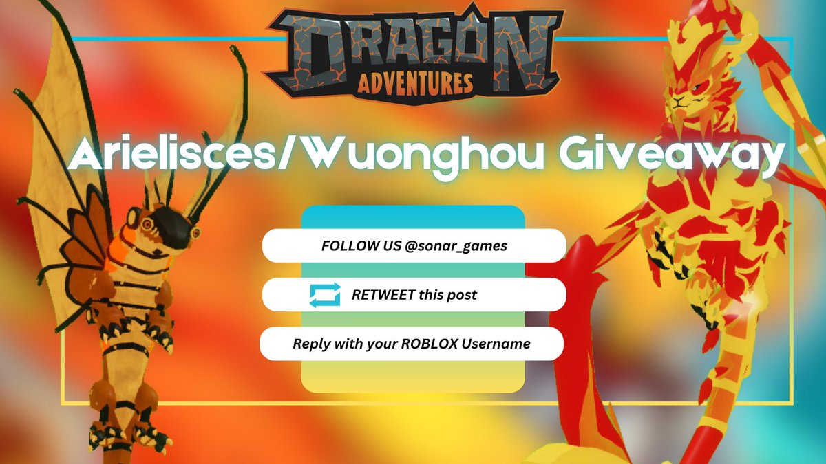 Sonar Studios (@sonar_games) on Twitter photo Sorry for missing Season 40! To make it up to you we'll be hosting giveaways for both Arielisces & Wuonghou to 10 lucky winners.⚙️🐒
We'll be giving away Arielisces & Wuonghou to 10 lucky winners!
❤️FOLLOW us! <a href="/Sonar_Games/">Sonar Studios</a>
📷RETWEET this post!
💬REPLY with your ROBLOX Username! Sorry for missing Season 40! To make it up to you we'll be hosting giveaways for both Arielisces & Wuonghou to 10 lucky winners.⚙️🐒
We'll be giving away Arielisces & Wuonghou to 10 lucky winners!
❤️FOLLOW us! <a href="/Sonar_Games/">Sonar Studios</a>
📷RETWEET this post!
💬REPLY with your ROBLOX Username!