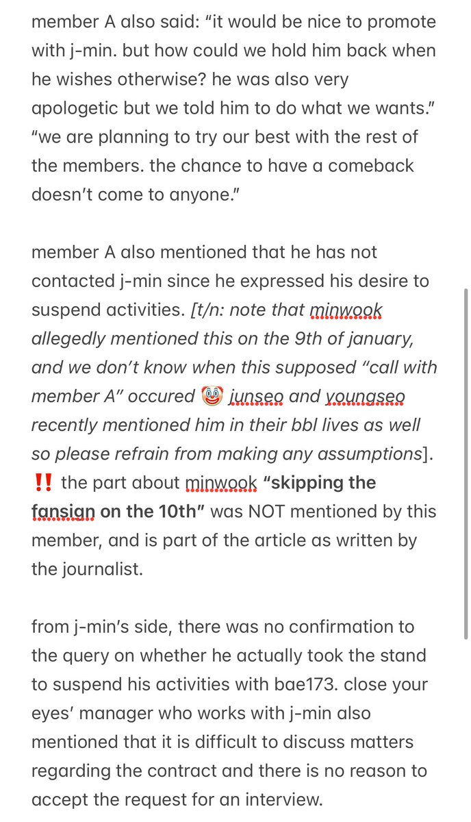 ningme3ng's tweet photo. a more accurate translation of the cursed article 🥲 hoping this clears certain things up! 

big thank you to @minwooktoday who helped validate this 🤍

PLEASE take this with a grain of salt since nothing has been confirmed by the members and podol is a horrible company  🙏‼️ https://t.co/4qud5eajPZ