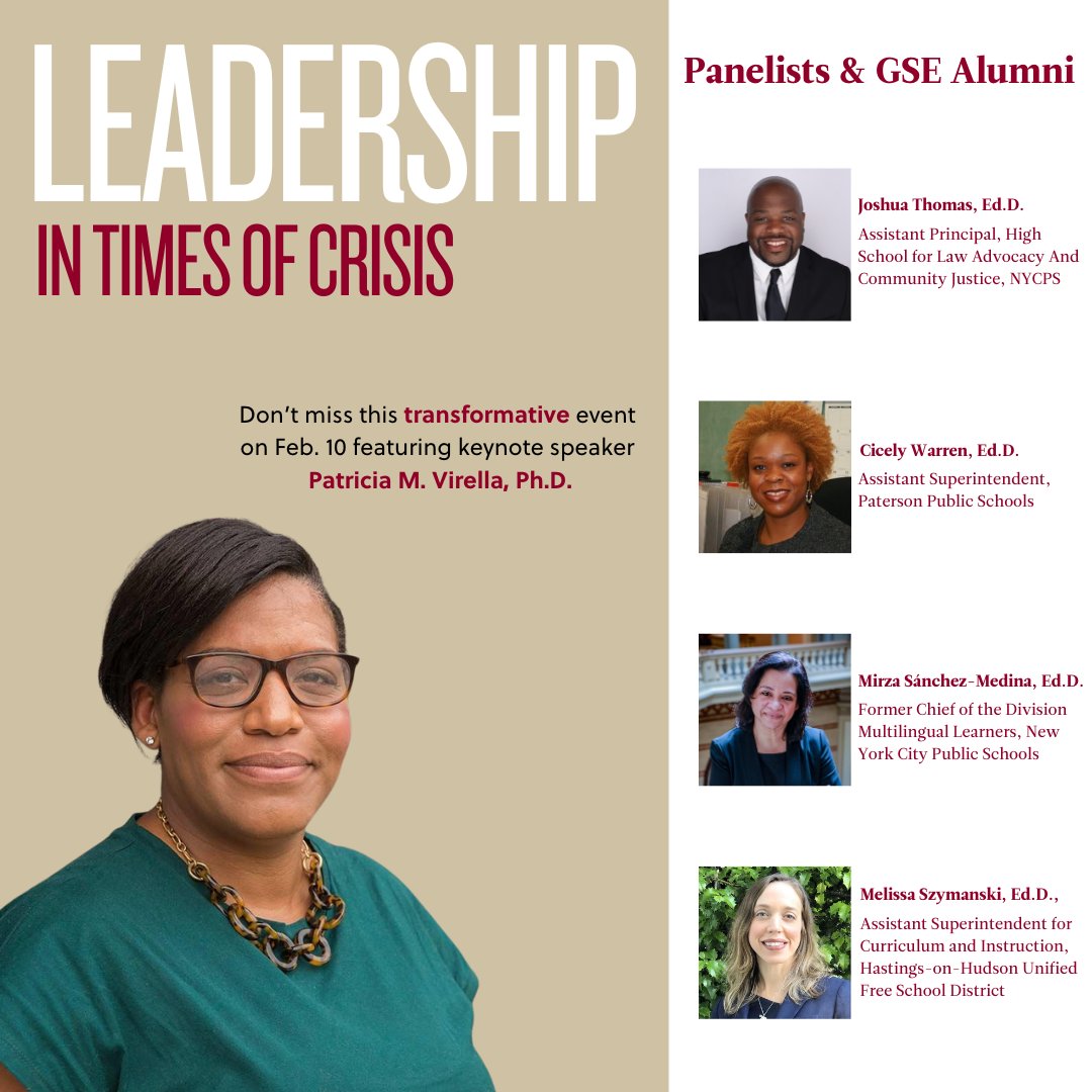 FordhamGSE's tweet photo. 📢 Join us as Dr. Patricia M. Virella explores equity-driven leadership in times of crisis from her book Crisis as Catalyst.
🎤 Keynote | 💬 Panel | 🤝 Networking
Don’t miss this inspiring event! https://t.co/kfTEhbFzqB
#CrisisAsCatalyst #FordhamELAP #EquityInLeadership https://t.co/3xheTLL6AA