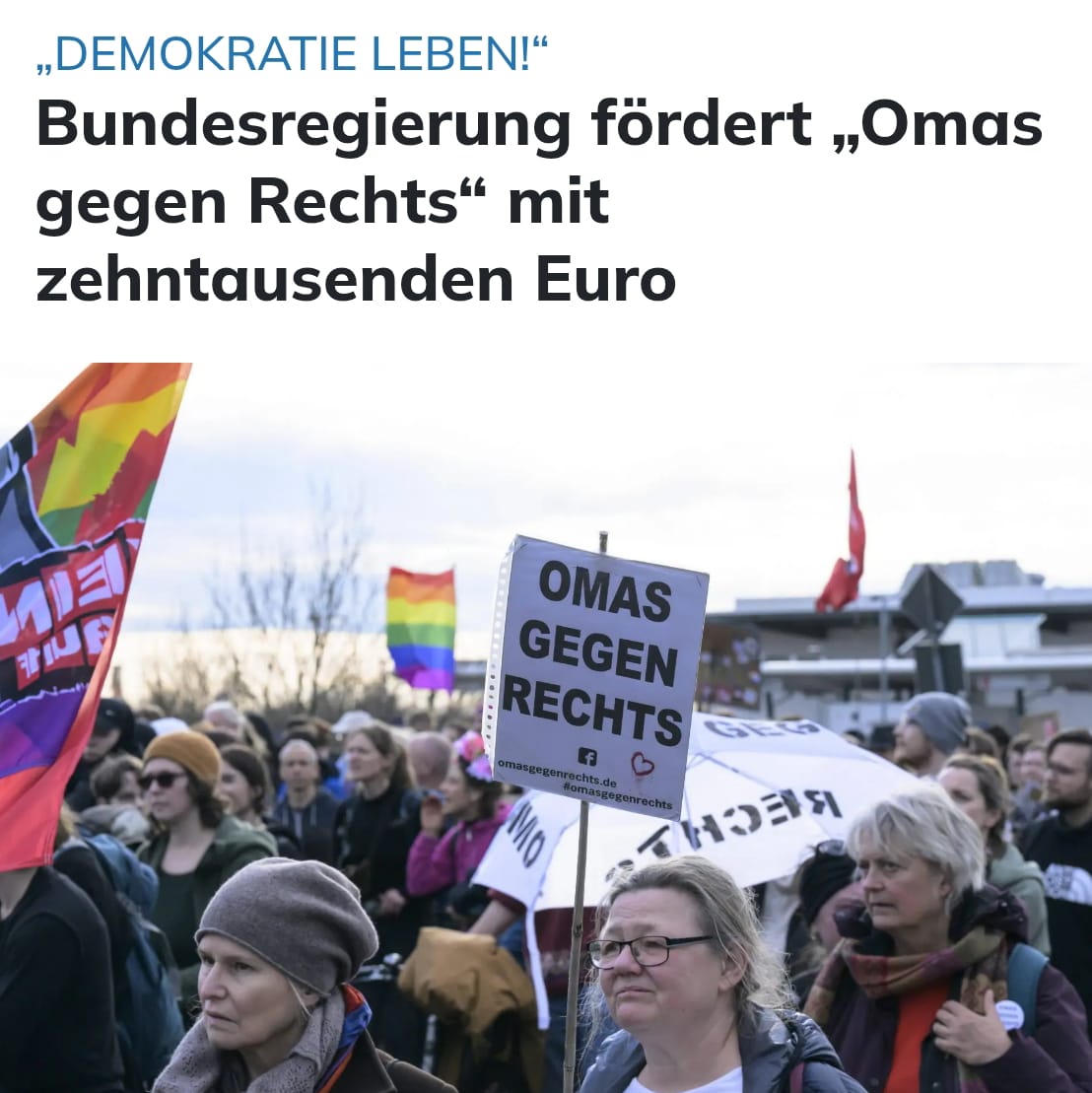 Was für ein ekliges und abstossendes Engagement!
"Omas für Kindermörder" würde besser passen. (würden Rechtsradikale munkeln)