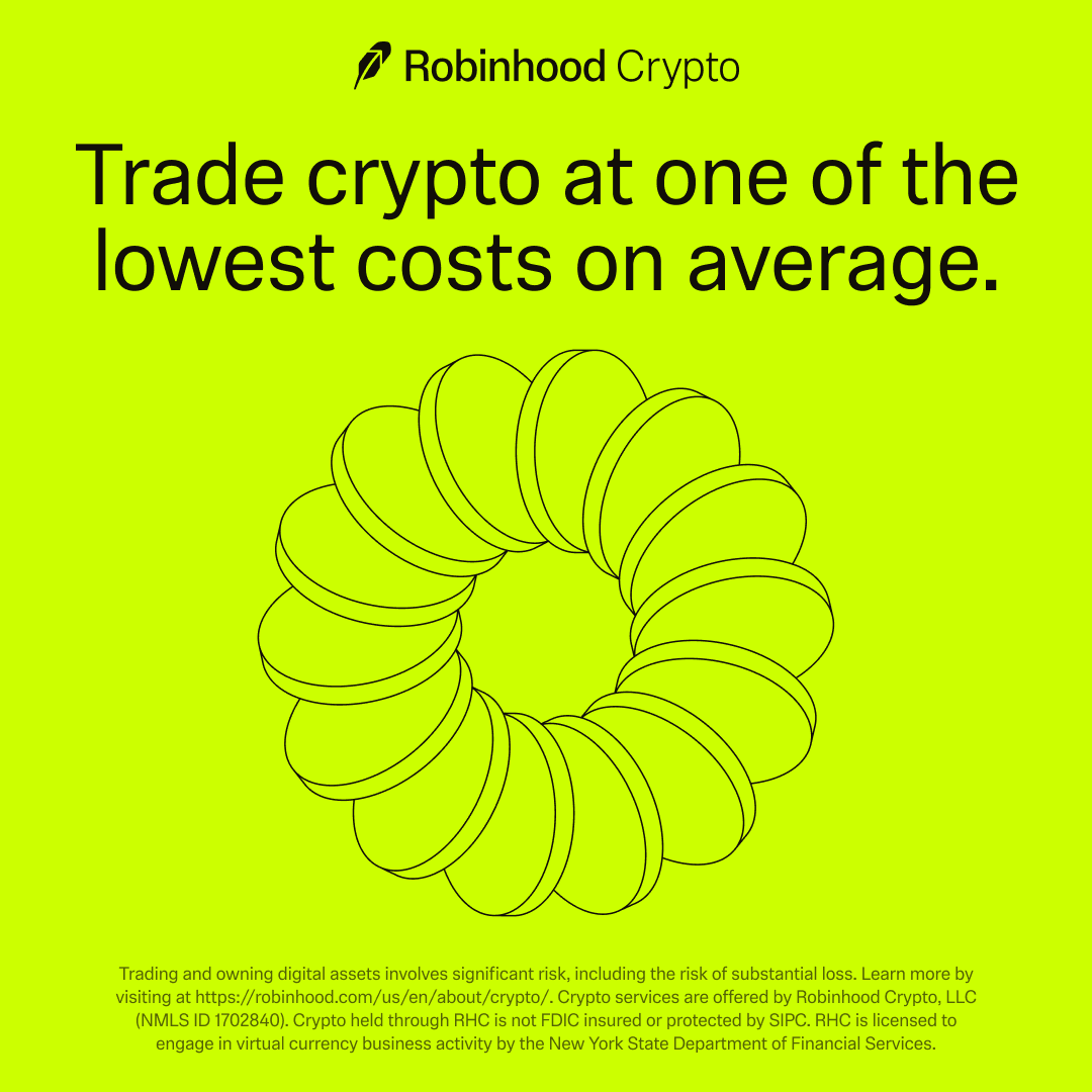 Trade BTC, ETH, DOGE and more 24/7 with Robinhood Crypto.