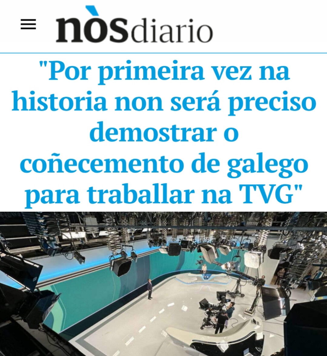 AldatuGidoia's tweet photo. Kezka adierazi du @AMesaNL|k, aurrerantzean galizieraren ezagutza ez delako #TVG|n lan egiteko betekizuna izango. Horrez gain, @Xunta|n aurrera doa TVGren lege berriaren izapidetzea, gazteleraz emititzeari atea irekiko liokeena. #AMesa|k O23an mobilizatzera deitu ditu herritarrak https://t.co/kS5BsVHIio