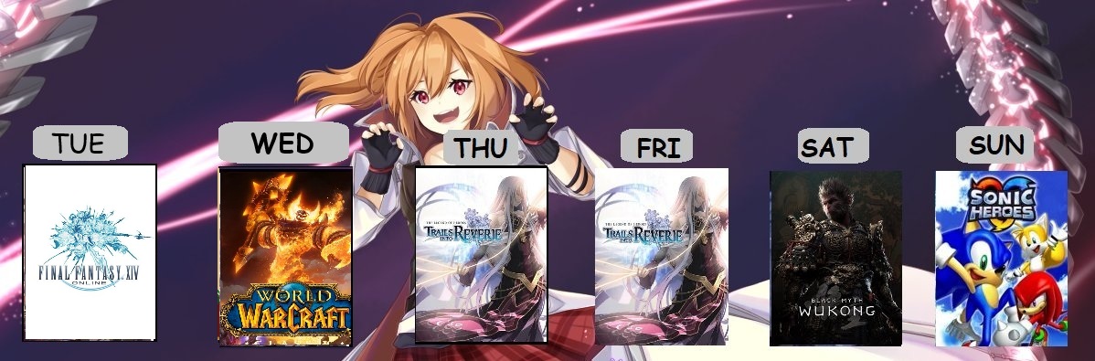 tsunderkat54's tweet photo. WE ARE ACTAULLY STICKING TO THE SCHGEDULE THIS WEEK COME HELL OR HIGH WATER. I really wanna start getting progress on the post game of Reverie and we still need to beat Final Boss in Wukong. Let's get it!  (Before I am consumed by Monster Hunter Wilds)
#Vtuber 
#ENVtubers https://t.co/JqtBjy4VaL