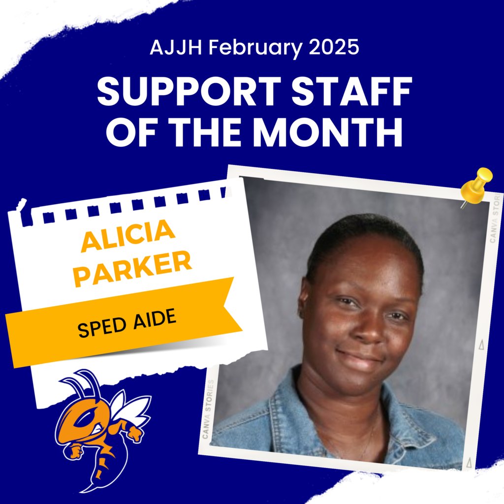 AliceJohnsonJrH's tweet photo. 🌟 Congratulations to our incredible Staff Member of the Month for February! Thank you for your dedication and hard work in making our school a better place every day. #HornetNation #SuccessAndNothingLess 💙🐝 https://t.co/KqOP8PHHhd