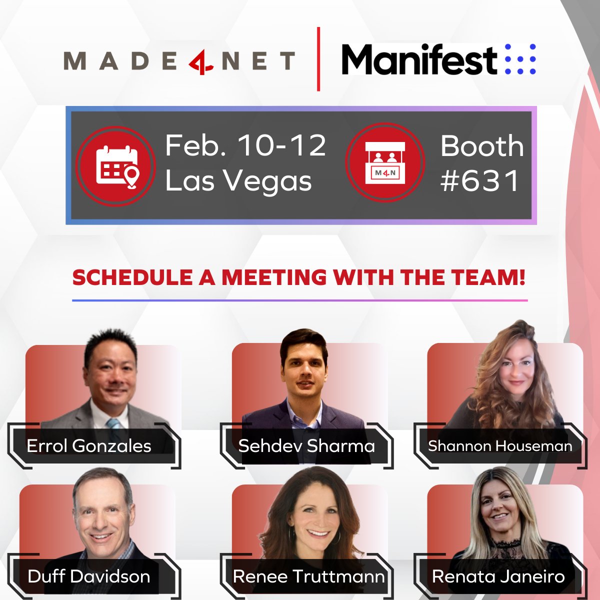 made4netusa's tweet photo. Heading to Manifest? Let’s Connect! Click here to schedule a meeting: https://t.co/LumtLbDQGu Looking forward to connecting and making some meaningful conversations happen at Manifest! #Manifest2025 #Networking #Innovation #Collaboration #MeetOurTeam #EventNetworking #Tech https://t.co/hOx0pVHPL8