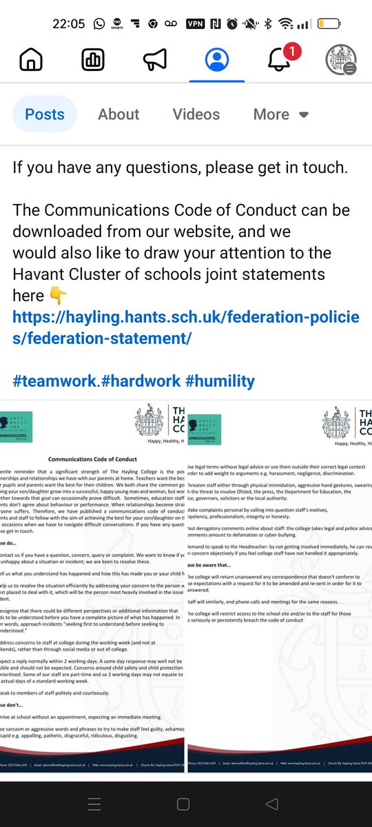 MartynReah's tweet photo. Communications Code of Conduct @hayling_cillege for parents / carers  

Important we are clear about our expectations #happy #healthy #highperforming https://t.co/oVLMdENlUY