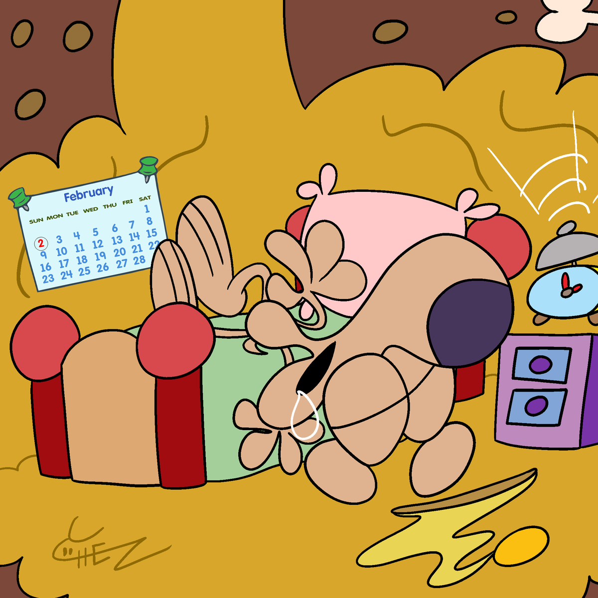 hunterfenton31's tweet image. Seems our little groundhog has been oversleeping the whole day yesterday that he's missed out on his most important holiday. Has he been staying up? 😪🛌🕙

#GroundhogDay #ChezToons #HunterFenton