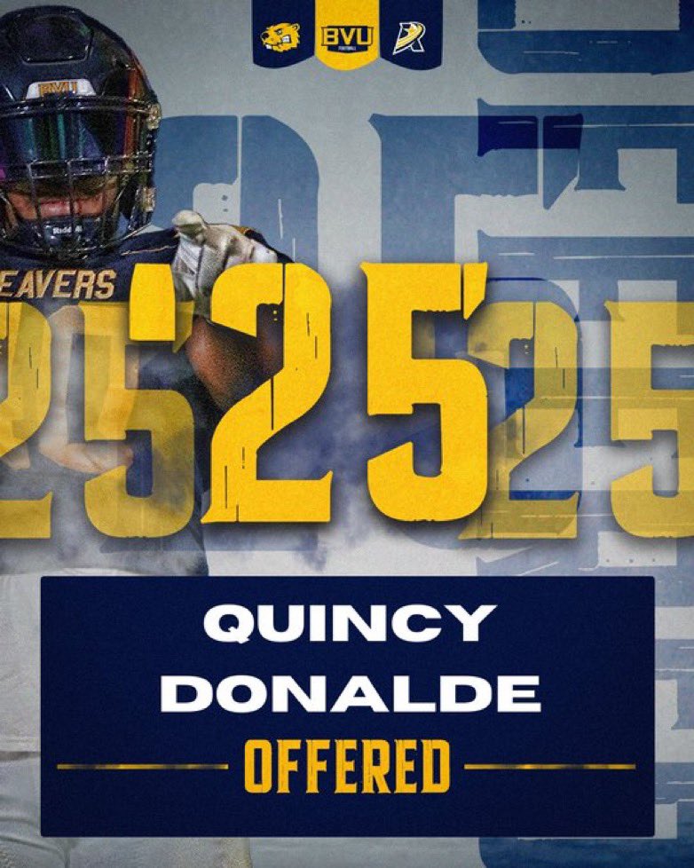 Quincy donalde (@quincydonalde) on Twitter photo After a great conversation with <a href="/CoachEHubbard/">Coach Hubbard</a> and <a href="/BVU_Football/">BVU Football</a> I am blessed to say I have received my second official offer🔵🟡 After a great conversation with <a href="/CoachEHubbard/">Coach Hubbard</a> and <a href="/BVU_Football/">BVU Football</a> I am blessed to say I have received my second official offer🔵🟡