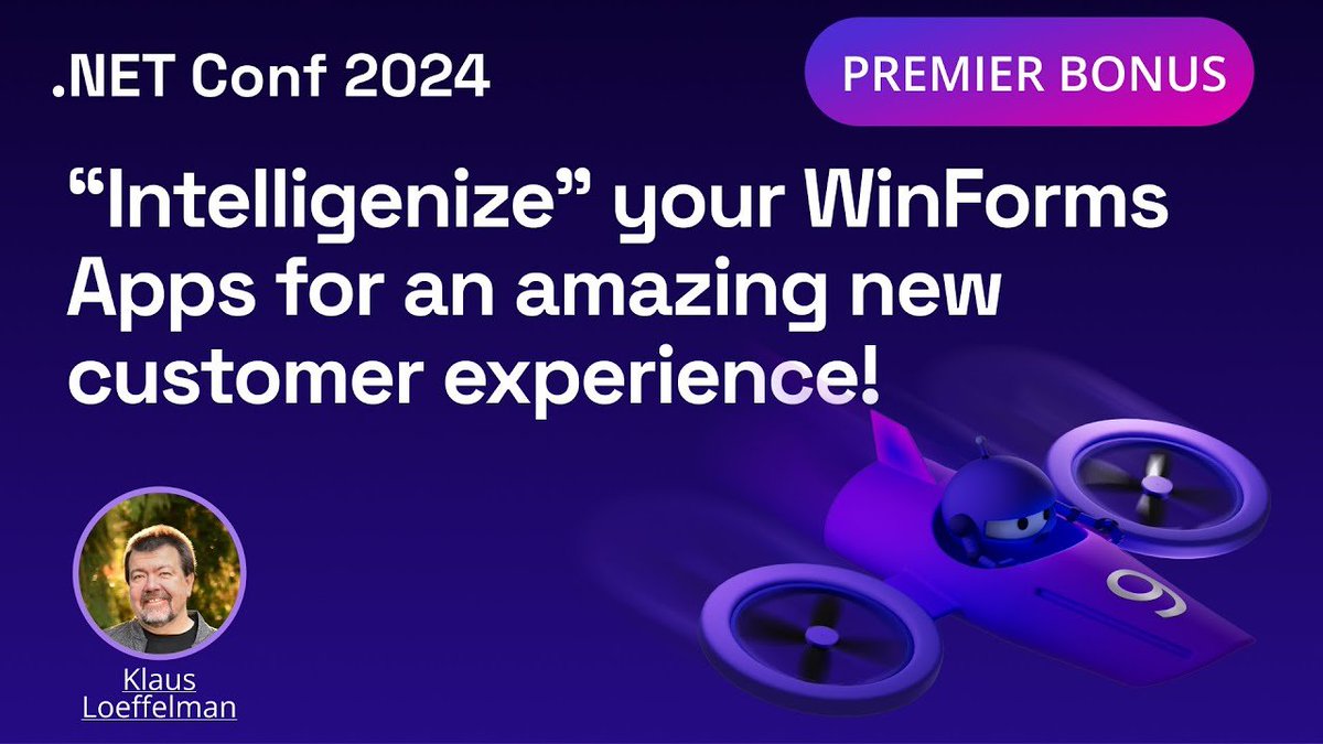 dotnet's tweet photo. In today's #dotNETConf session replay, we explore new .NET 9 features for combining AI/LLMs into your existing LOB. Drop in to discover new AI tricks for even the most mature dog and take your WinForms LOB apps to the next level! 🎥 https://t.co/YxbKT8HpFO https://t.co/voukM20R8j