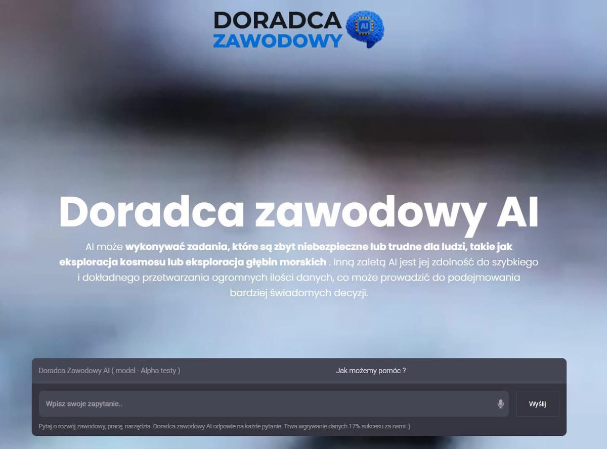 CRZforumPL's tweet image. Użytkownicy zadając pytania szlifują i wyostrzają zmysł AI, kierunkując

Model dostaje codziennie zastrzyk wiedzy, uczy się na podstawie zadawanych pytań

Usługa bezpłatna (uczycie AI w ramach)
doradcazawodowy.com

doradztwozawodowe #doradcazawodowy #rozwój #kompetencjejutra