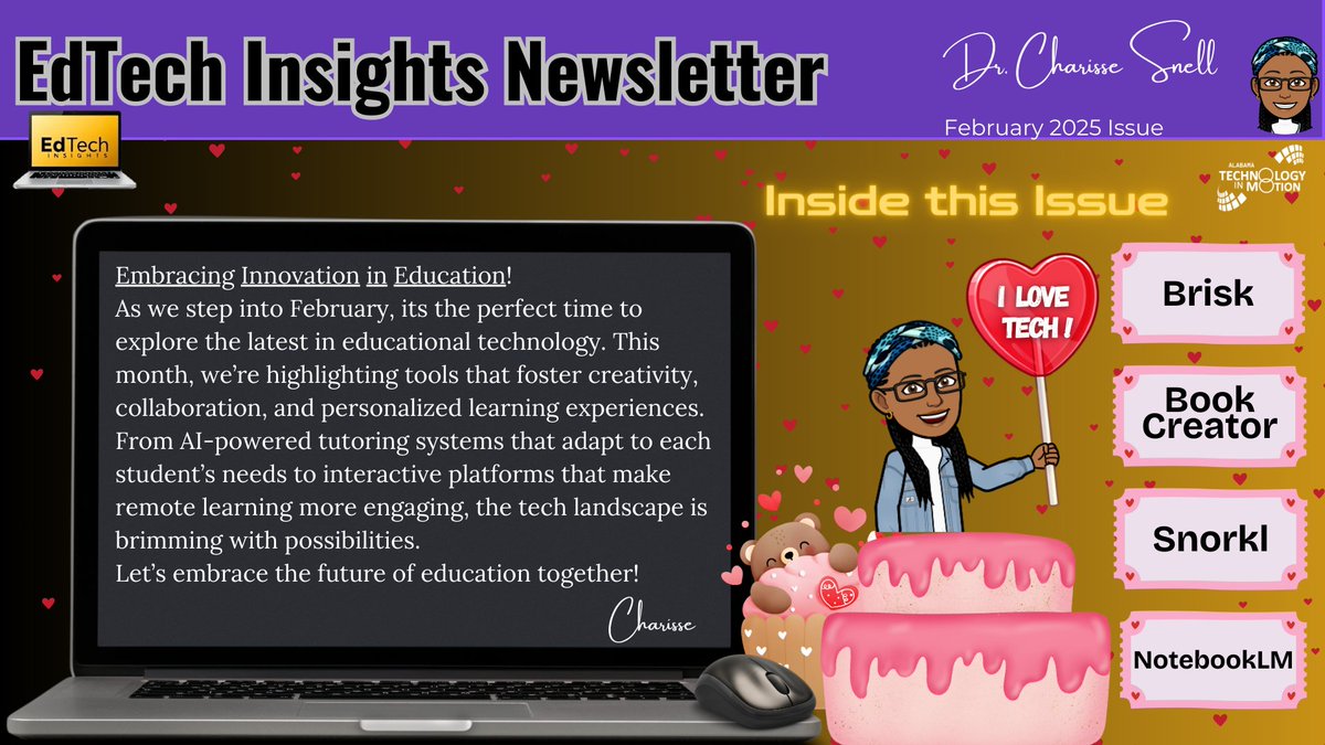 Dr. Charisse Snell (@atim_troyu) on Twitter photo It's hot today in lower Alabama! So, it's a great time to share the EdTech Insights Newsletter which is hot off the presses! Click the link: bit.ly/EdTechInsights… <a href="/ATIMPD02/">ATIMPD!</a> <a href="/briskteaching/">Brisk Teaching</a> <a href="/BookCreatorApp/">Book Creator Team</a> <a href="/SnorklApp/">Snorkl</a> <a href="/NotebookLM/">NotebookLM</a> <a href="/TeachwithALEX/">Alabama Learning Exchange 🍎 ALEX</a> <a href="/ALSDEEdTech/">ALSDE Educational Technology</a> It's hot today in lower Alabama! So, it's a great time to share the EdTech Insights Newsletter which is hot off the presses! Click the link: bit.ly/EdTechInsights… <a href="/ATIMPD02/">ATIMPD!</a> <a href="/briskteaching/">Brisk Teaching</a> <a href="/BookCreatorApp/">Book Creator Team</a> <a href="/SnorklApp/">Snorkl</a> <a href="/NotebookLM/">NotebookLM</a> <a href="/TeachwithALEX/">Alabama Learning Exchange 🍎 ALEX</a> <a href="/ALSDEEdTech/">ALSDE Educational Technology</a>