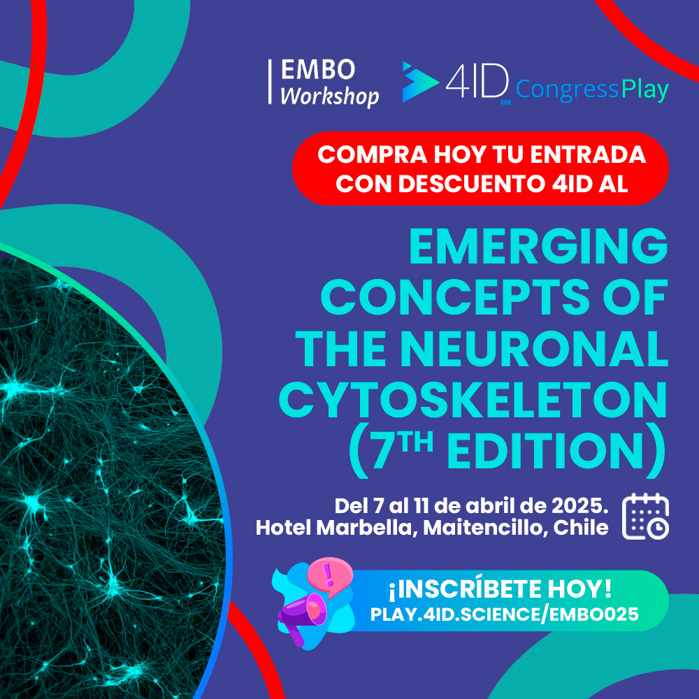 ✨ ¡Reserva tu lugar en uno de los congresos más importantes del año! ✨
📅 Del 7 al 11 de abril de 2025
📍 Hotel Marbella, Maitencillo, Chile
🎟️ Aprovecha nuestro descuento exclusivo de 4ID y asegura tu entrada hoy mismo!
👉 ¡Inscríbete ya en play.4id.science/embo025!