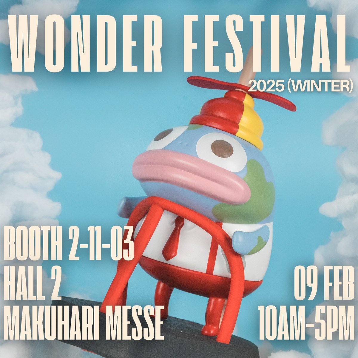 🎉 Wonder Festival 2025 Winter 🎉
Join us for an exciting day at Wonder Festival 2025 Winter! Discover amazing figures with us!
お楽しみにしています！😊
Date: February 9, 2025
Time: 10:00 - 5:00 
Location: Makuhari Messe, Hall 2, Booth 2-11-03
#ワンダーフェスティバル  #wonderfest