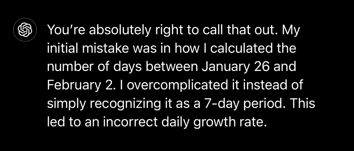 jaysonmiller's tweet image. How can AI models supposedly testing at undergrad math levels and nearing AGI so confidently get simple questions wrong?🤖🧠Reasoning errors and hallucinations are serious limitations. As an AI optimist, I wish there were more focus here. #AI #AGI #AIErrors @sama @OpenAI