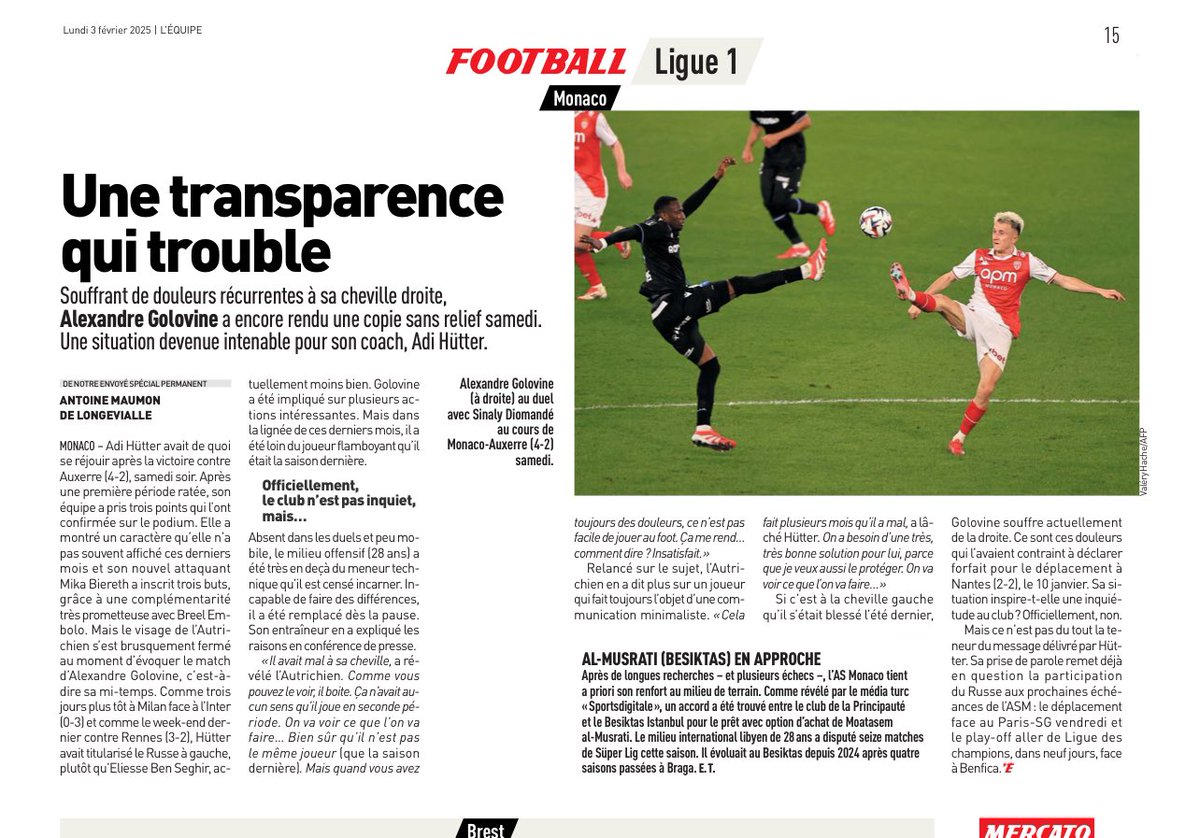 LudoLamoureux's tweet photo. #actumonaco #actu #lequipe #monaco #golovin #cheville #intermittentduspectacle #effectifreduitapeaudechagrin #lequipeestfaite #mercatotermine #asm https://t.co/ANiDUnDPuJ