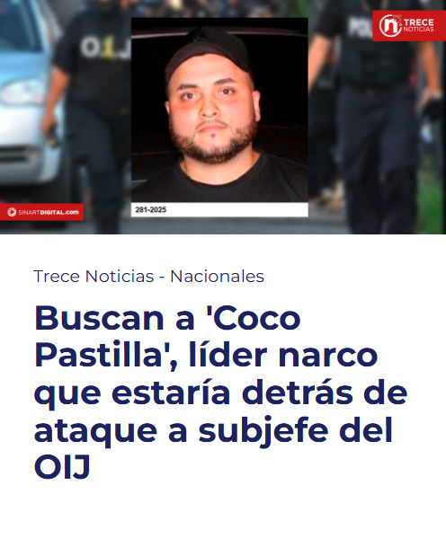 TreceNoticiasCR's tweet photo. Buscan a 'Coco Pastilla', líder narco que estaría detrás de ataque a subjefe del OIJ
https://t.co/rzc0ZLWwBV
📱 Lea la información en el enlace de la biografía 🔗
#Sinartdigital https://t.co/e2XTB5OplG