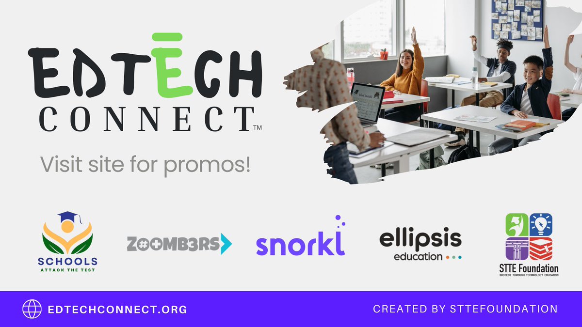 Educators: Want to learn about some emerging #EdTech  #startups 🚀 delivering impact? 
Visit EdTechConnect.org to learn more!

Created by <a href="/STTEFoundation/">STTE Foundation</a> 
👩‍🏫<a href="/schoolstestprep/">SCHOOLS</a> 25% off
👨‍🏫<a href="/SnorklApp/">Snorkl</a> 10 FREE Activations
🧑‍🏫<a href="/ZoombersMath/">LightedPlay / Zoombers</a> 25% off
🧑‍🏫<a href="/ellipsisedu/">Ellipsis Education</a> 10% off